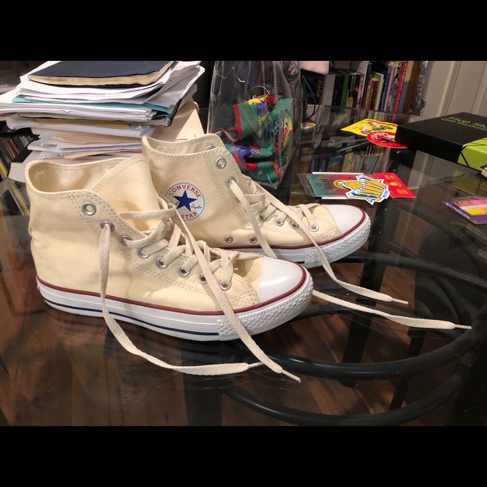 Cream Chuck Taylor All Stars high tops- size 8.5